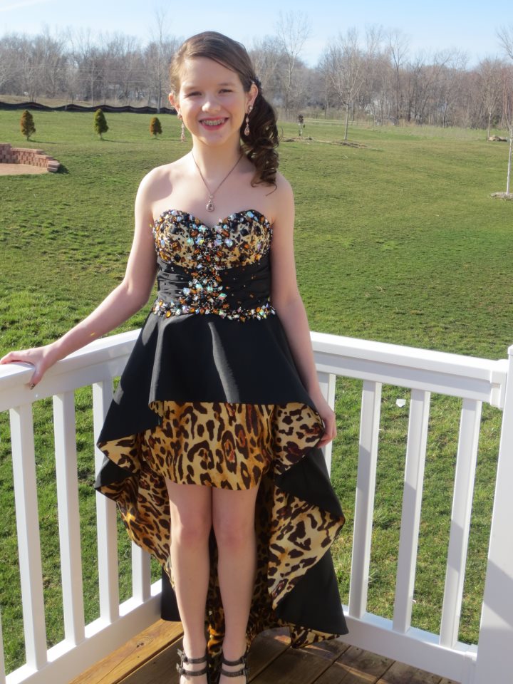 Senior Anna Hubbard in her dress that she wore to her junior prom last year.